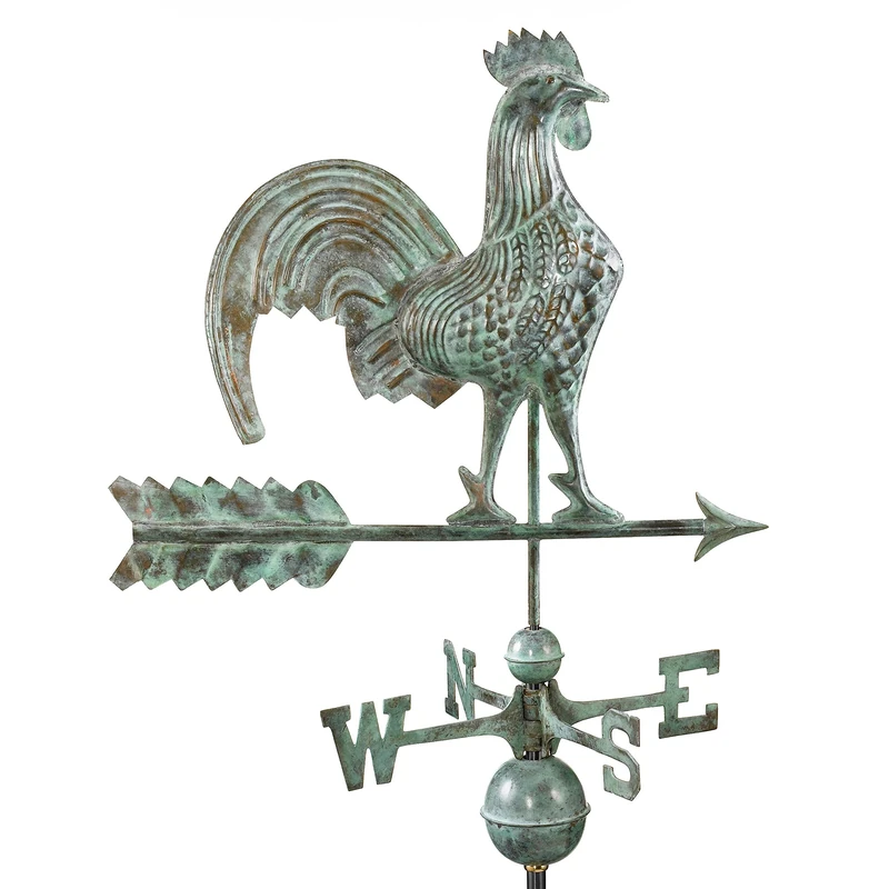 Good Directions 501V1 Rooster Weathervane, Blue Verde Copper, Patina