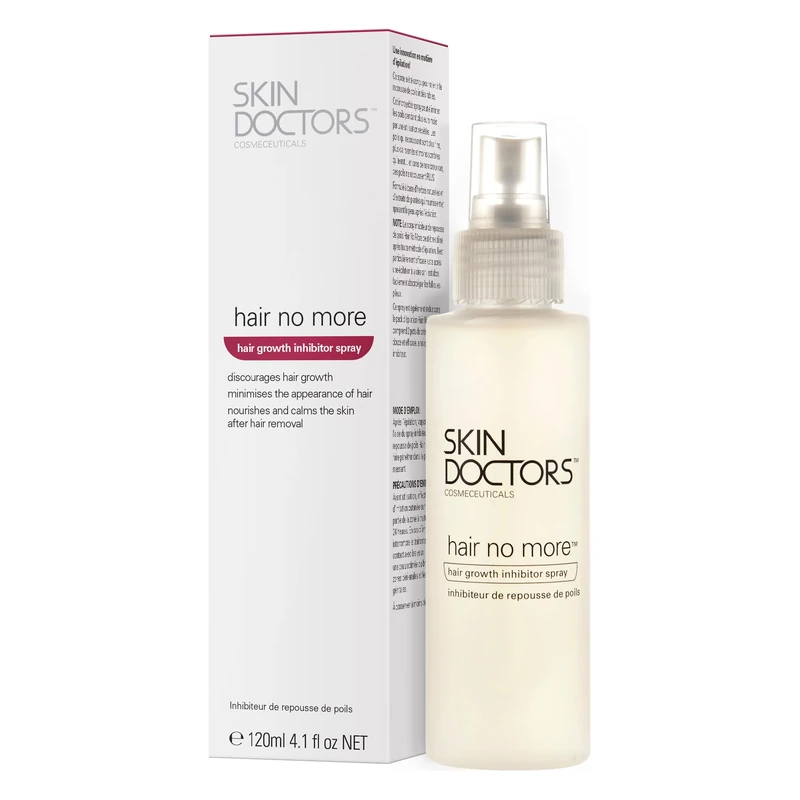Skin Doctors Hair No More Inhibitor Spray, painless hair removal, after shaving, waxing, epilating, slows hair growth and nourishes the skin. For use on legs, bikini line, underarm and face - 120ml