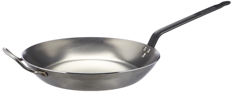 De Buyer 5110.32 Carbone Plus Heavy Quality Steel Round Lyonnaise Frying Pan, 32 cm Diameter
