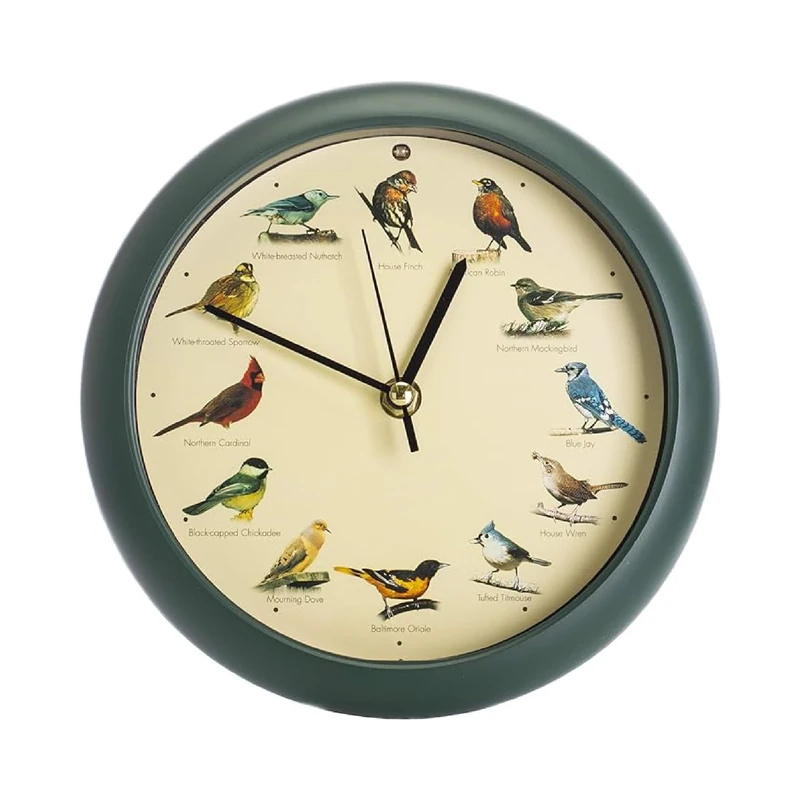 Mark Feldstein and Associates Original Singing Bird Wall/Desk Clock, 8 Inch