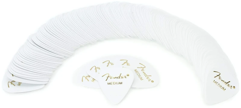 Fender Classic Celluloid Guitar Picks 351 Shape, Guitar Accessories, White, Medium, 144-Pack