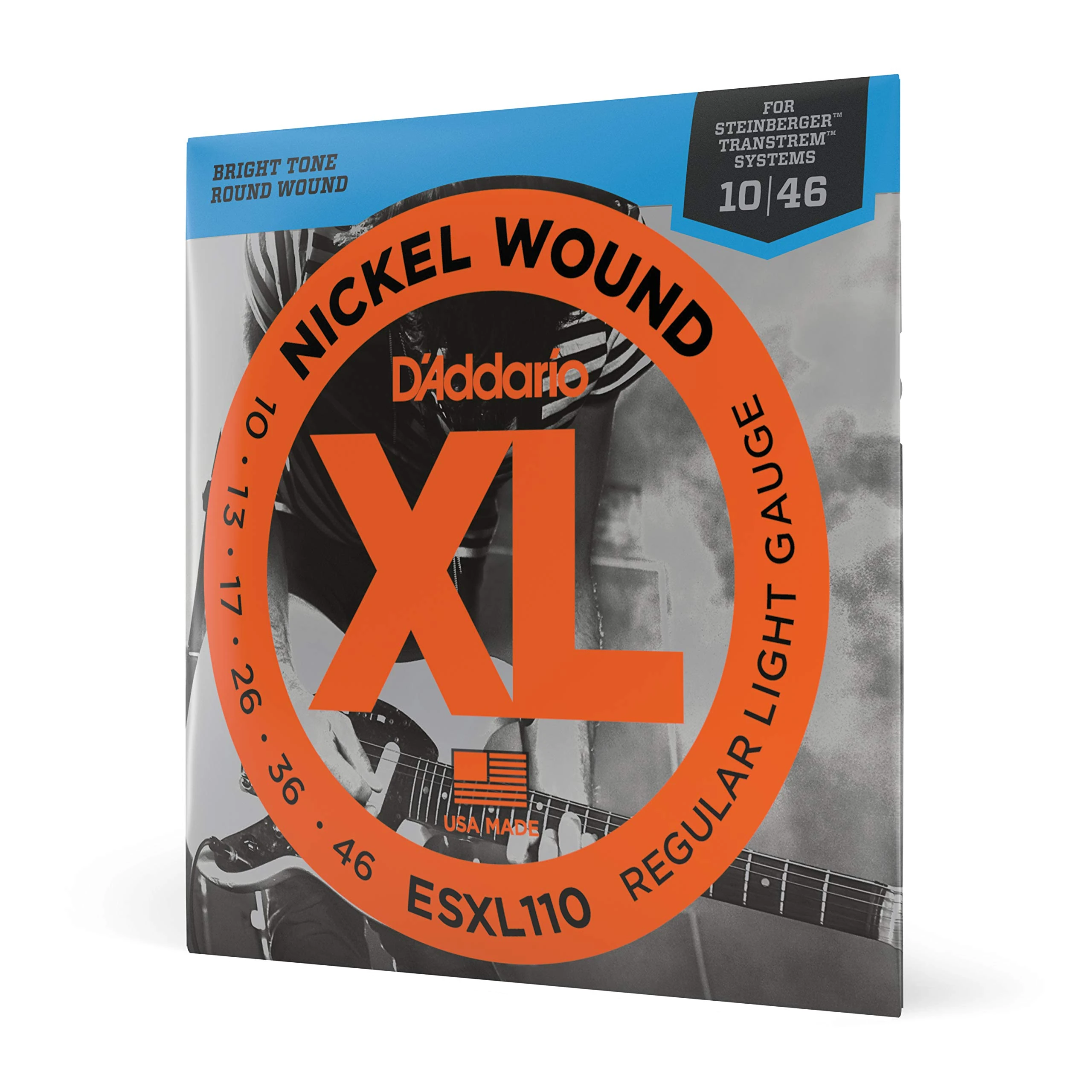 D'Addario Guitar Strings - XL Nickel Electric Guitar Strings - ESXL110 - Perfect Intonation, Consistent Feel, Reliable Durability - For 6 String Guitars - 10-46 Regular Light Double Ball End