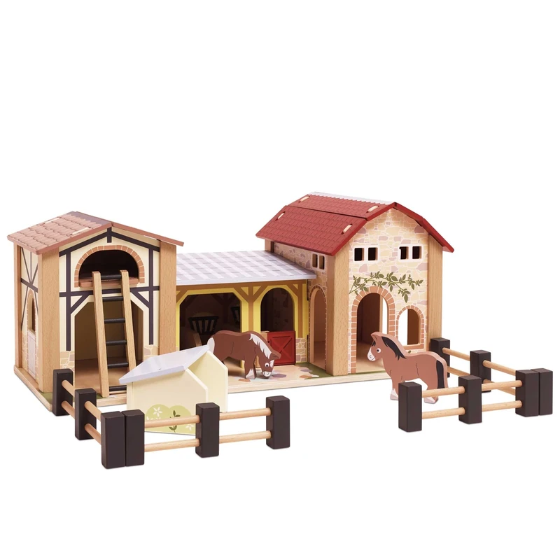Le Toy Van TV410 Educational Farms & Animals Collection The Wooden Farmyard Toy Playset | Suitable for Boys Or Girls Aged 3