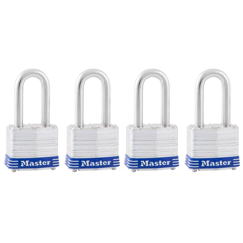 Master Lock 3QLF Laminated Steel Padlock with Key, Silver, 1-1/2" Shackle