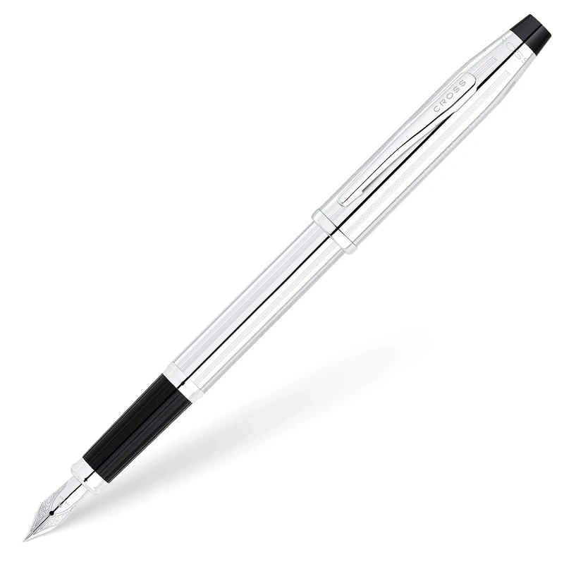 CROSS Century II Lustrous Chrome Medium Nib Fountain Pen incl Premium Gift Box – Refillable Catridge Pen