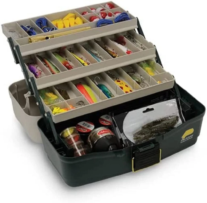 PLANO Eco-Friendly Three-Tray Tackle Box,Fishing Tackle Organizer, Portable Storage Organizer, Tool box, Small parts, Removable Trays, Fishing, Beading, School or Office Supplies or Crafting Materials