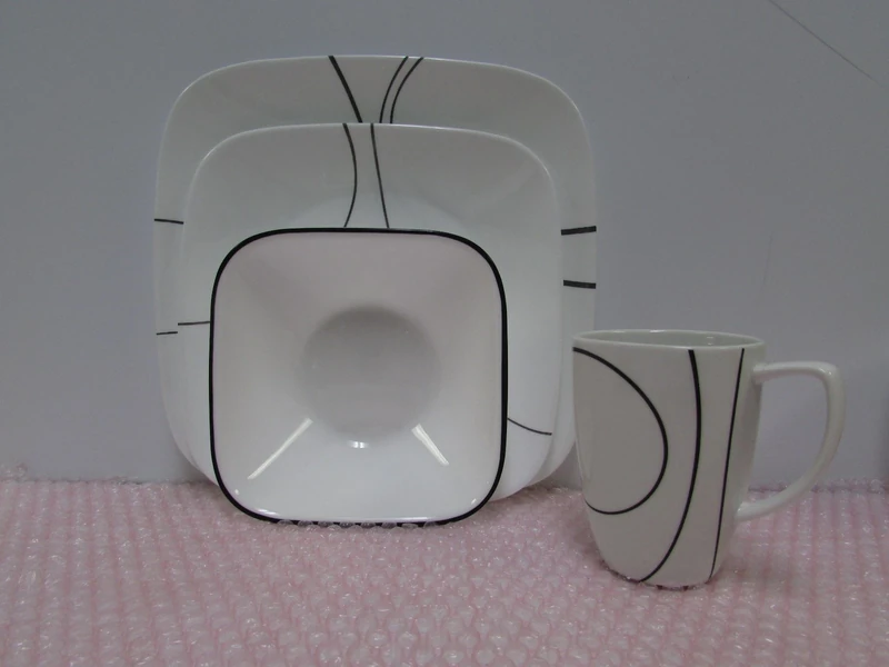 Corelle Simple Lines Square 16pc Dinner Set