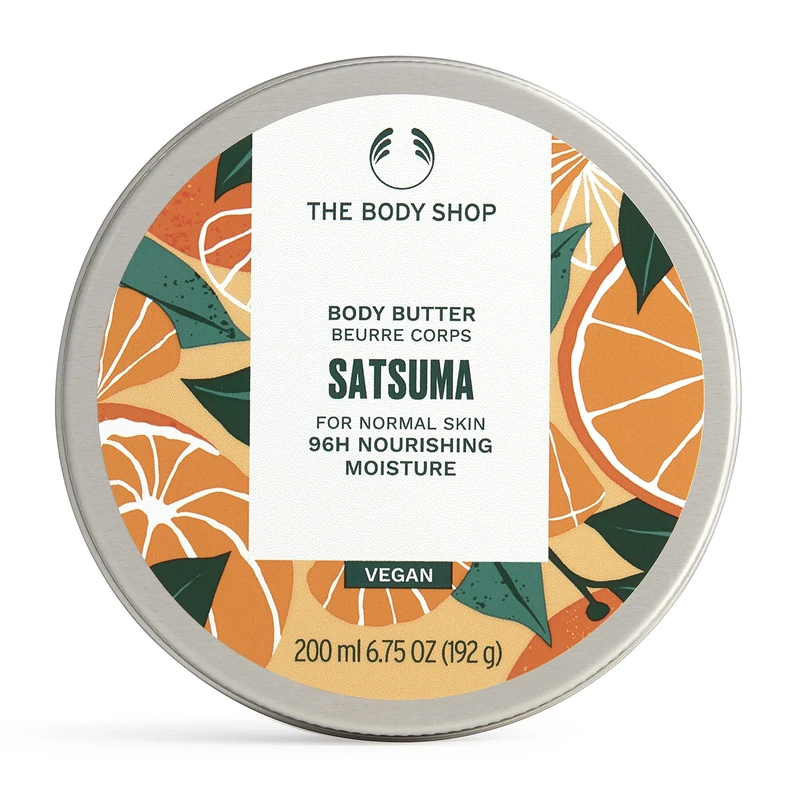 The Body Shop Satsuma Body Butter (1x 200ml), Body Moisturiser with Shea Butter, Body Cream for Normal Skin, 96H Nourishing Moisture, Body Care, Sweet Zesty Scent, Vegan Formula
