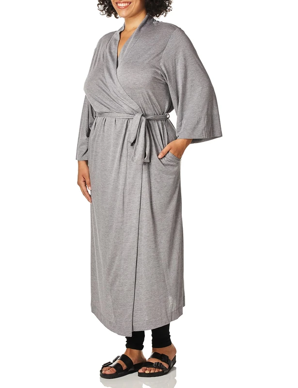 Natori womensS88274Shangri-la Solid Knit Robe Bathrobe - Grey - Medium