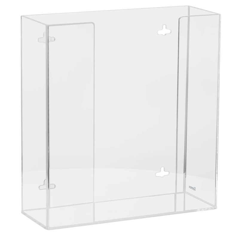 Kantek Wall Mounted Acrylic Glove Box Holder Dispenser, Double (2) Box Capacity, for Use in Food Service, Healthcare, Hospitals, Restaurants, 10.3" x 3.8" x 10.7", Clear