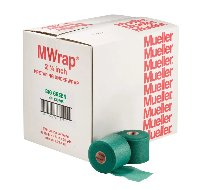 Mueller Big Bold Mwrap underwrap, Green, 6.9 cm x 27.4 m, 48 rolls
