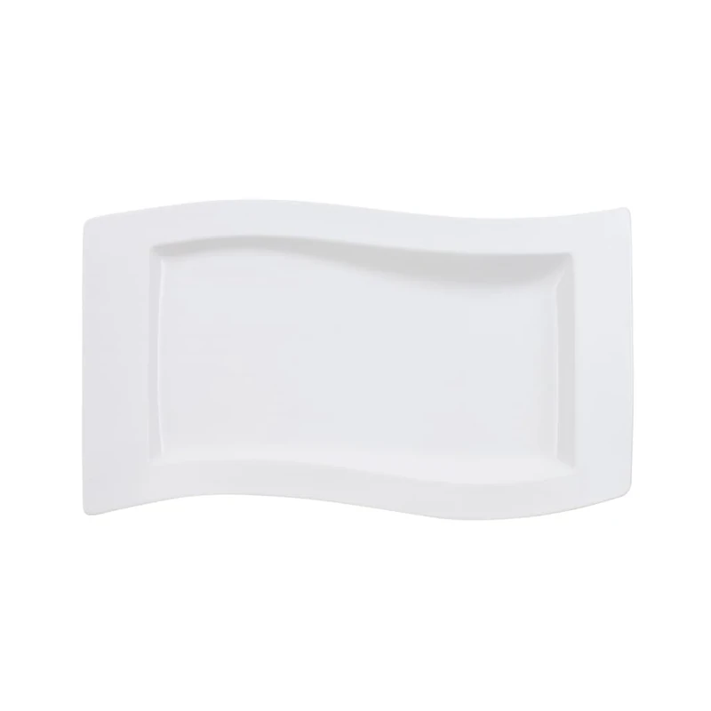 Villeroy & Boch - NewWave Platter, square platter with curved lines, premium porcelain, dishwasher safe, white, 49 x 30 cm