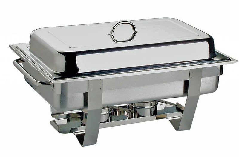 APS Chafing Dish "Chef" - with a stainless steel food container 65 mm deep, two fuel paste containers, a water basin, lid, frame and long hollow handles