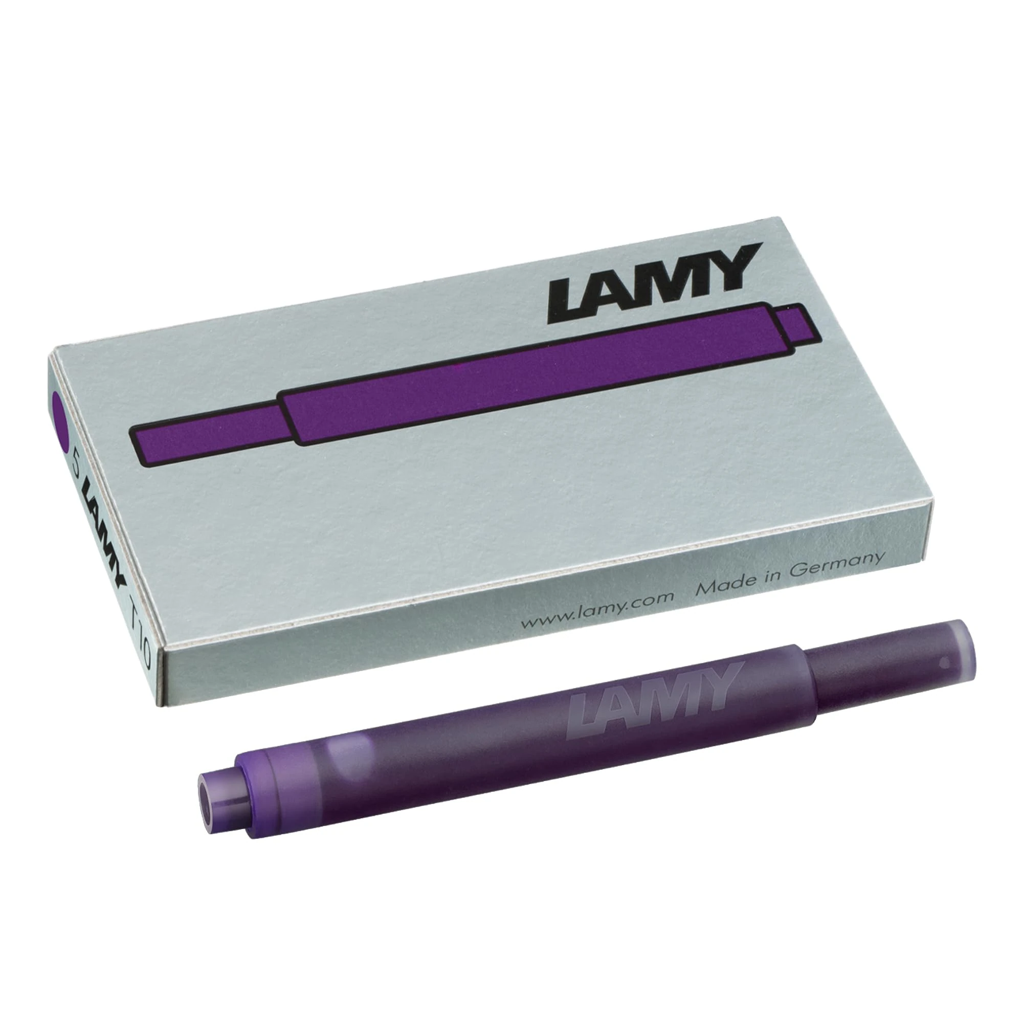 Lamy T10 Purple / Violet Fountain Pen Ink Cartridges Refills Spare Replacement For All Lamy Fountian Pens (Pack Of 1 - 5 Ink Cartridges)