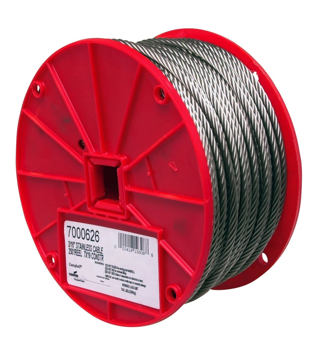 APEX TOOLS GROUP LLC - Stainless Steel Cable, 3/16-In, 250-Ft.