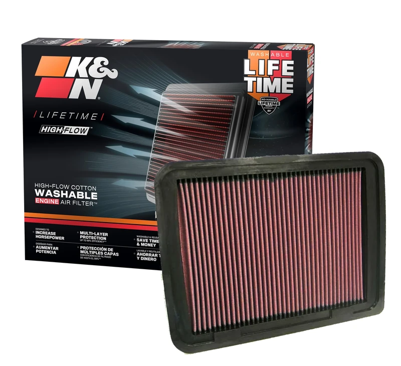 K&N High-Flow Original Lifetime Engine Air Filter: Increase Power & Towing, Washable, Premium, Replacement Air Filter: Compatible with 2005-2019 Toyota Tacoma L4 2.7L, 33-2306