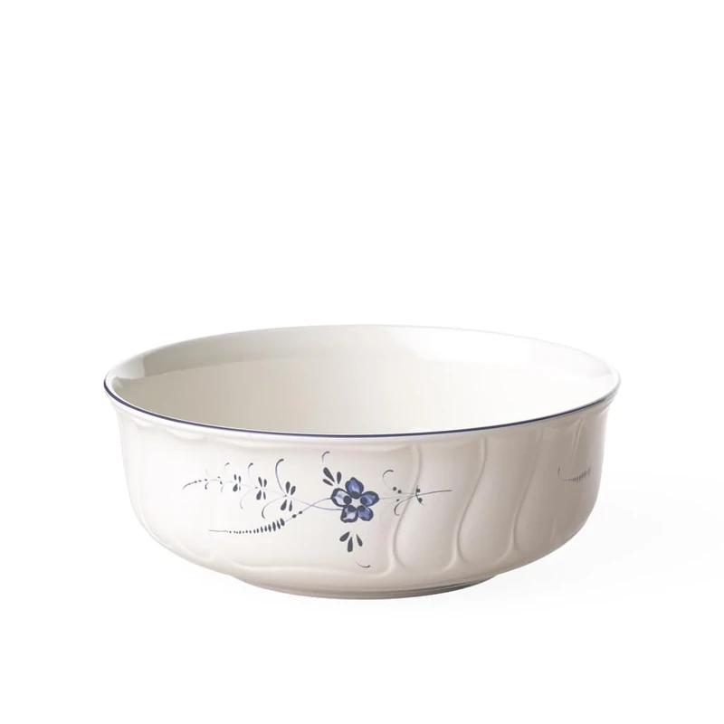 Villeroy & Boch Old Luxembourg Round Bowl, 24 cm, Premium Porcelain, White/Blue