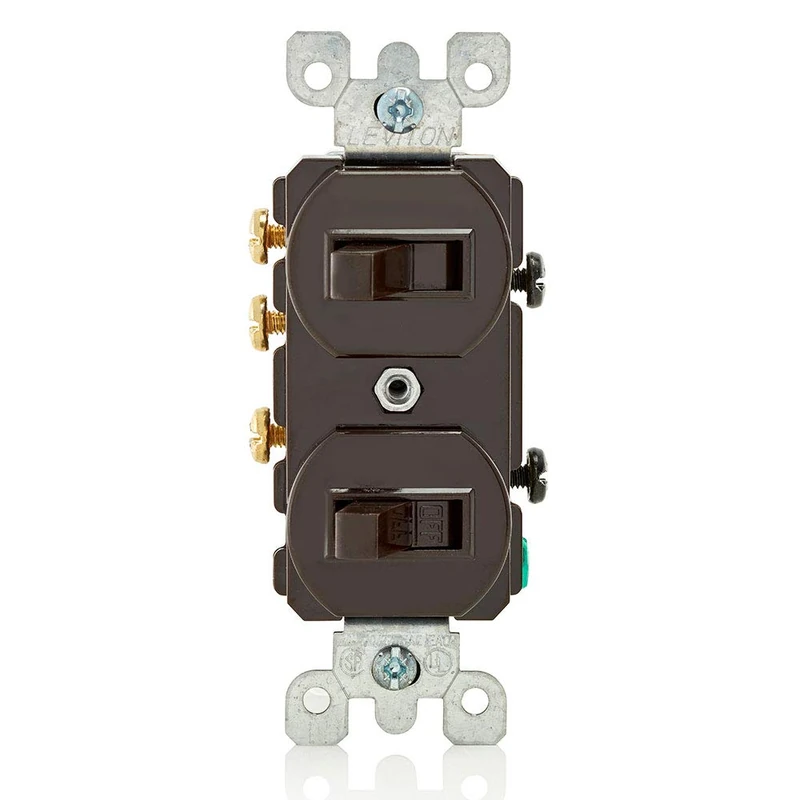 Leviton Brown Commercial Grade 3-Way AC Combination Switch Toggle 030-5241-0