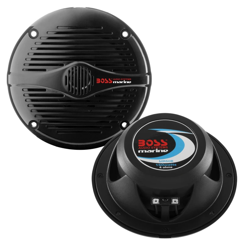 BOSS Audio Systems MR50B 5.25 inch Marine Stereo Boat Speakers - 150 Watts (pair), 2 Way, Full Range Audio, Tweeters, Coaxial, Weatherproof, Sold in Pairs