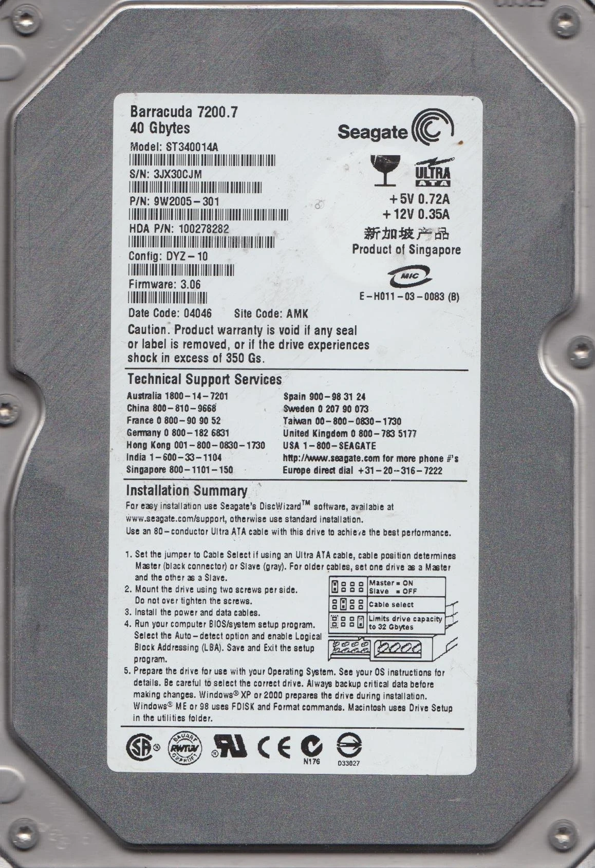 Seagate Barracuda 7200.7 Internal Hard Drive 40 GB ST340014A