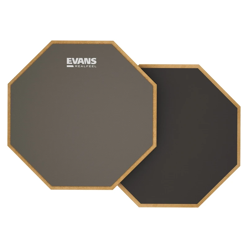 Evans RF12D RealFeel - Drum Practice Pad - Drum Pad - Drummer Practice Pad - Gum Rubber & Neoprene, 2 Sided, 12 Inch, Gray