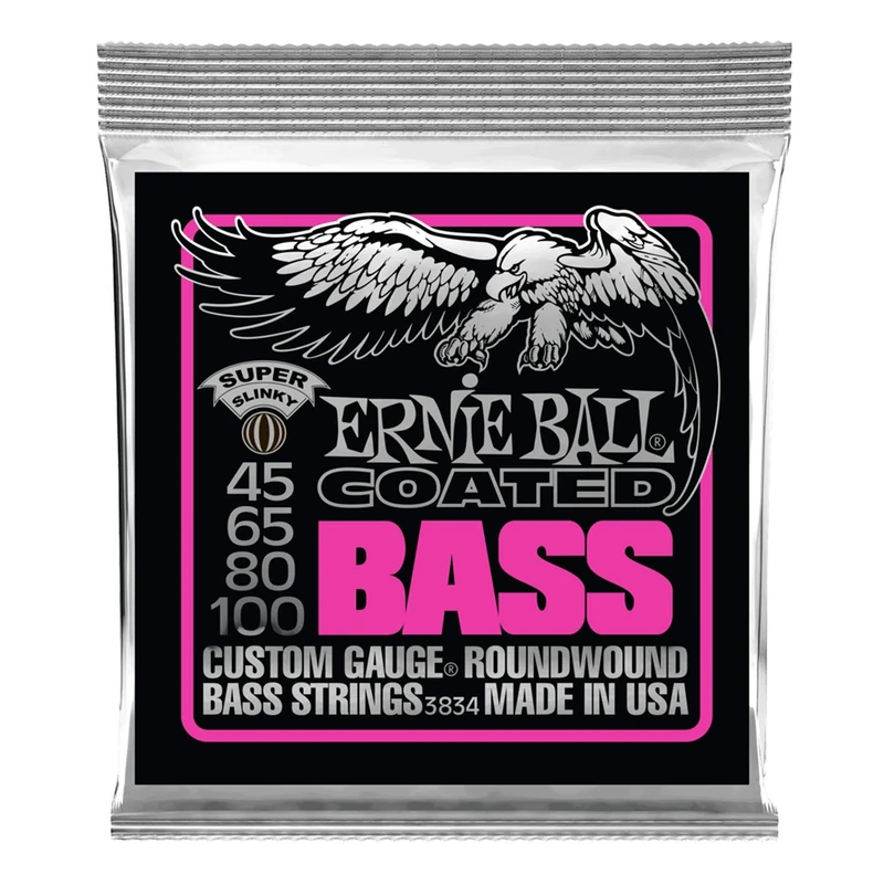 Ernie Ball Super Slinky Coated Electric Bass Strings - 45-100 Gauge