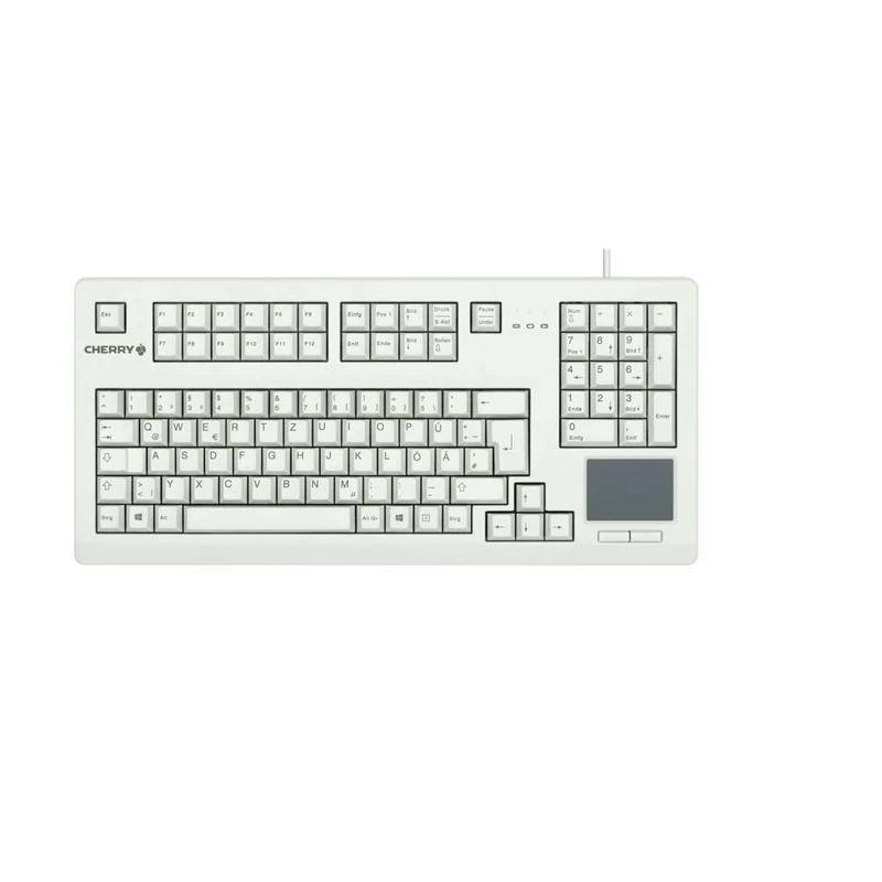 CHERRY G80-11900, Compact Mechanical Keyboard with Numpad, Touchpad & 2 Mouse Buttons, German Layout (QWERTZ), USB Connection, MX BLACK Switches, Light Grey