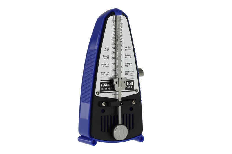 Wittner Metronome Taktell Piccolo Series 830 - Plastic casing - Without bell - Blue - Mechanically wound - No batteries required - Made in Germany