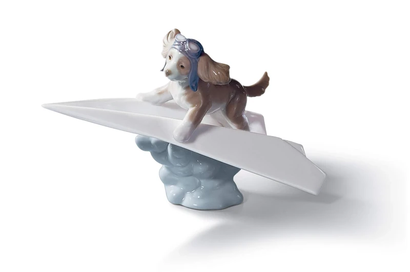LLADRÓ Let'S Fly Away Dog Figurine. Porcelain Figure Figure.