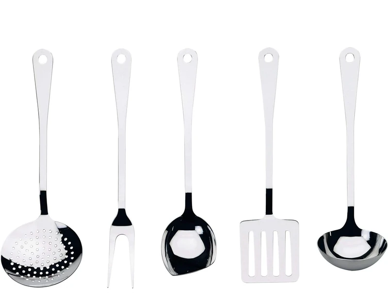 Alessi | AJM19S5 L - Design Kitchen Serving Spoon Set in 18/10 Stainless Steel, 5 pieces