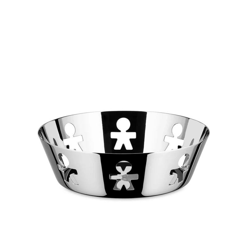 Alessi Girotondo | AKK03 Design Basket with Perforated Edge, Steel, Polished,18 cm