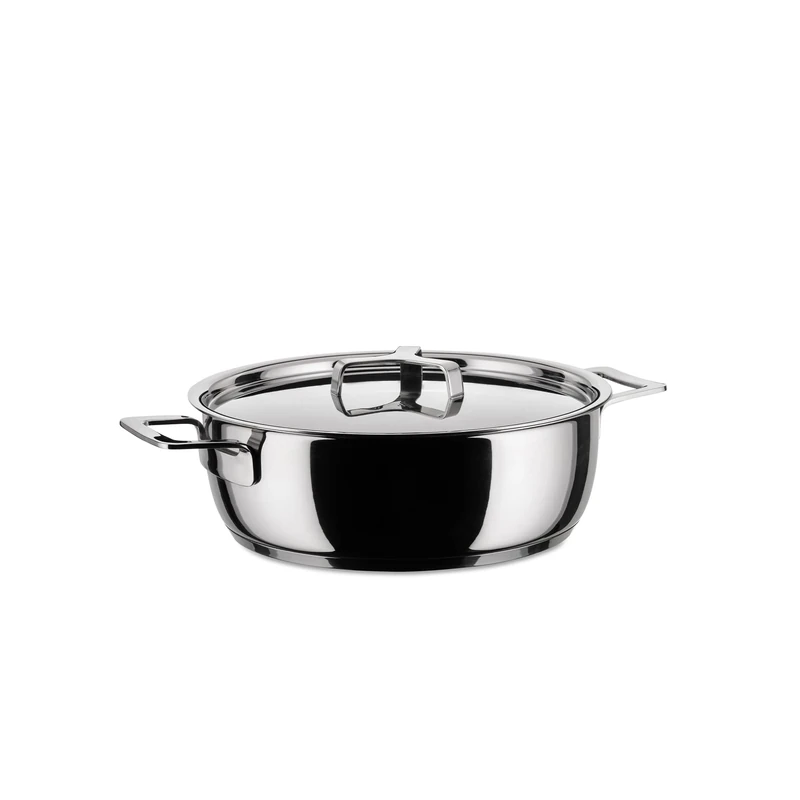 Alessi Pots&Pans Low Casserole, Stainless Steel, 24 cm (AJM102/24)