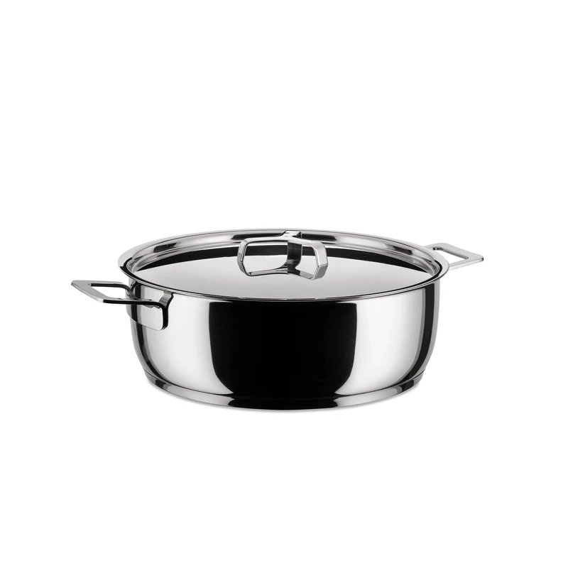 Alessi Pots&Pans Low Casserole, Stainless Steel, 28 cm (AJM102/28)