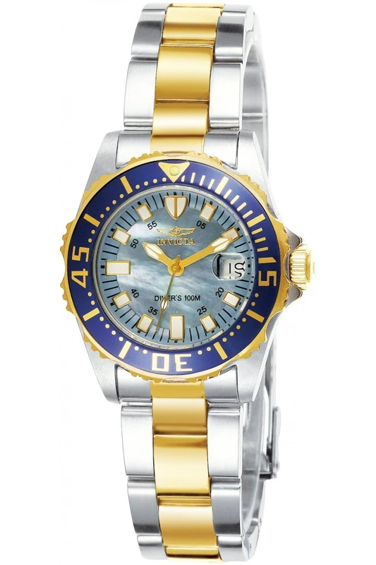 Invicta Pro Diver 2961 Women's Watch - Waterproof - Analogue - Quartz Movement - stainless steel with Mother of Pearl dial - 30mm