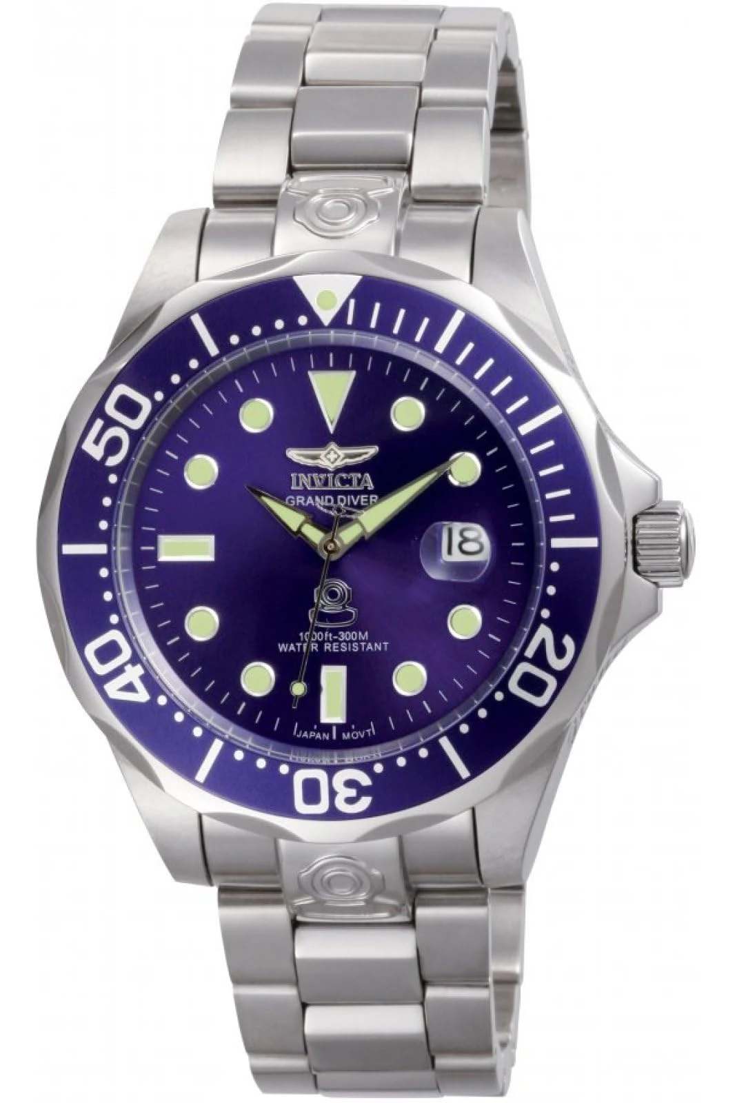 Invicta Grand Diver 3045 Men's Watch - Waterproof - Analogue - Automatic Movement - stainless steel with blue dial - 47mm