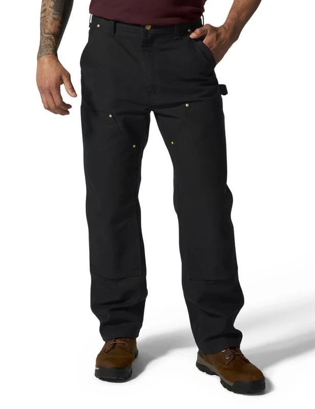Carhartt Men's Loose Fit Firm Duck Double-Front Utility Work Pant, Black, W40/L30