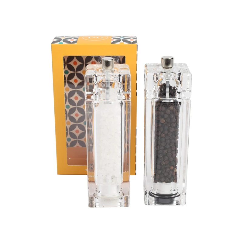 T&G Woodware, Square Mill Set In Clear Acrylic