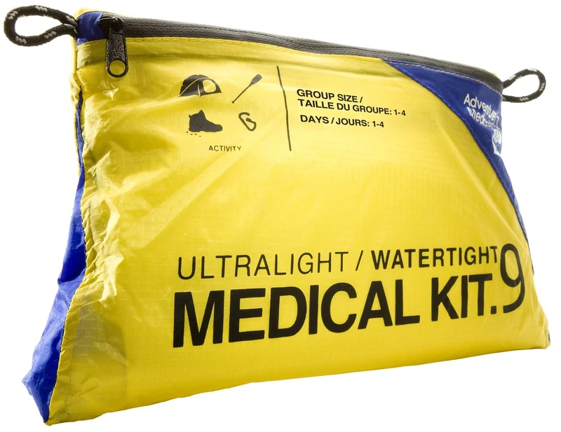 Adventure Medical Kits Ultralight & Watertight 9 Medical Kit 295 g Wgt 1-4 people 1-4 days Wound Cleaning Blister Burn Sprain Sting relief Watertight Carrybag,Yellow