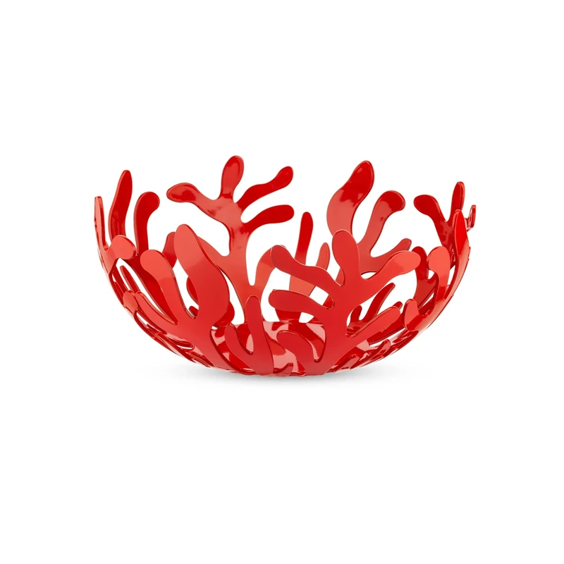 Alessi ESI01 / 21 Mediterraneo Fruit Holder in Stainless Steel Colored with Epoxy Resin, Red, 21 cm