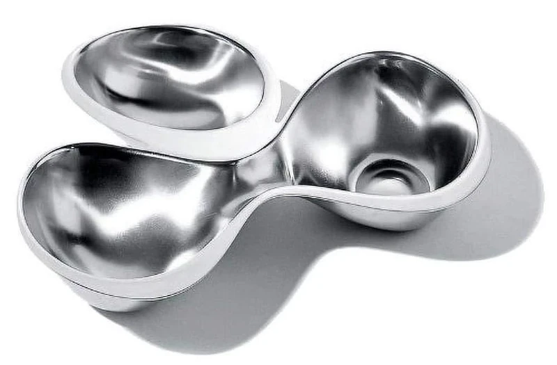 Alessi Babyboop 2 Part Dish by Ron Arad, Silver - Image 1