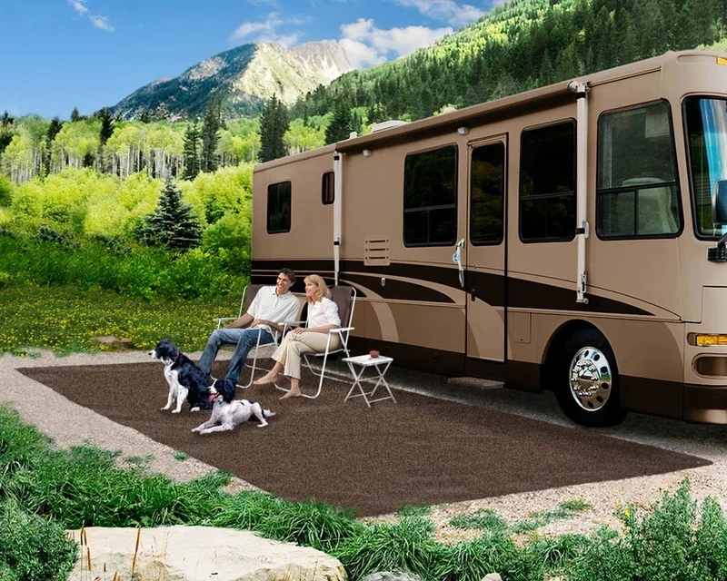 Prest-O-Fit Patio Rug Espresso Brown 6 Ft. x 15 Ft.