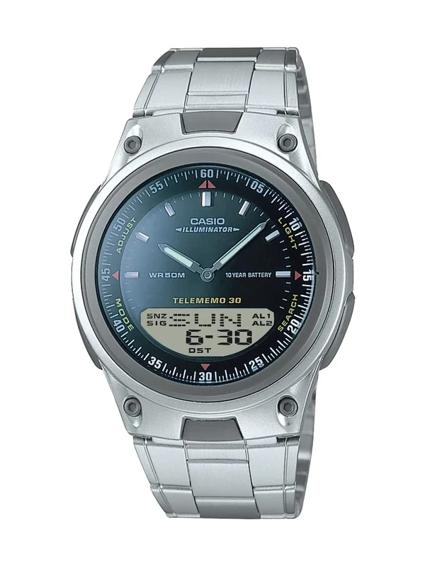 CASIO Men's Quartz Analogue Digital Watch with Stainless Steel Strap AW-80D-1AVCB, silver, AW-80D-1AV