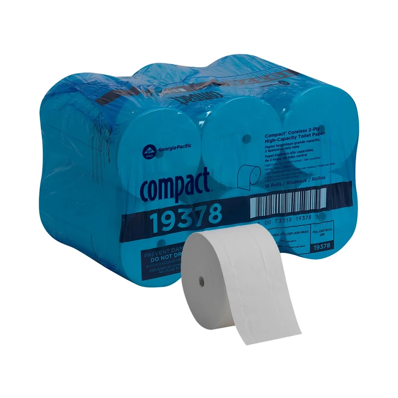Compact Coreless 2-Ply Recycled Toilet Paper by GP PRO, 19378, 1500 Sheets Per Roll, 18 Rolls Per Case - Image 1