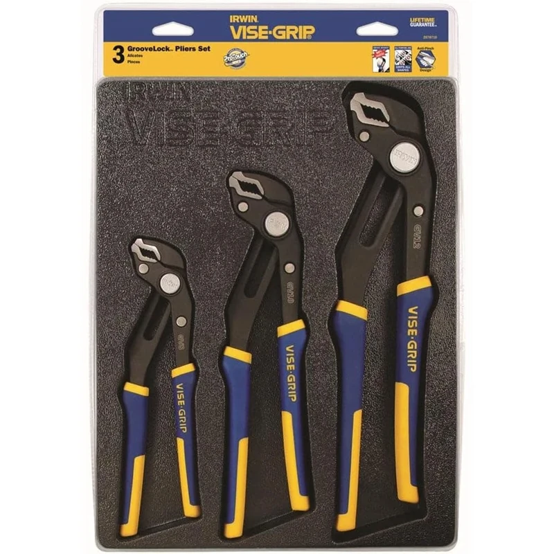 IRWIN Vise-Grip GrooveLock Pliers Set, V-Jaw, 3-Piece (2078710)