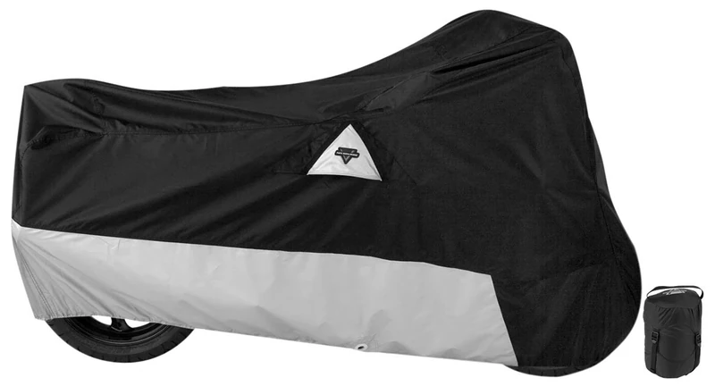 Nelson-Rigg Defender 400 Motorcycle Cover, All-Weather, Waterproof, Vents, Heat Shield, Windshield Liner, Compression Bag, Grommets, Large fits Sport Bikes and Small/Medium Cruisers
