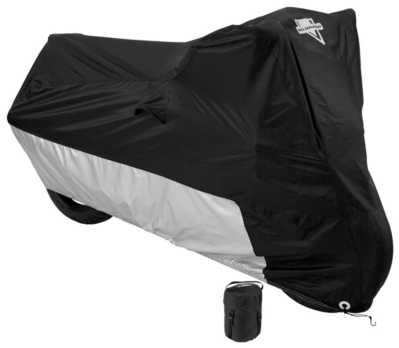 Nelson-Rigg Deluxe Motorcycle Cover, Weather Protection, UV, Air Vents, Heat Shield, Windshield Liner, Compression Bag, Grommets, Medium fits Sport Bikes and Small Cruiser motorcycles