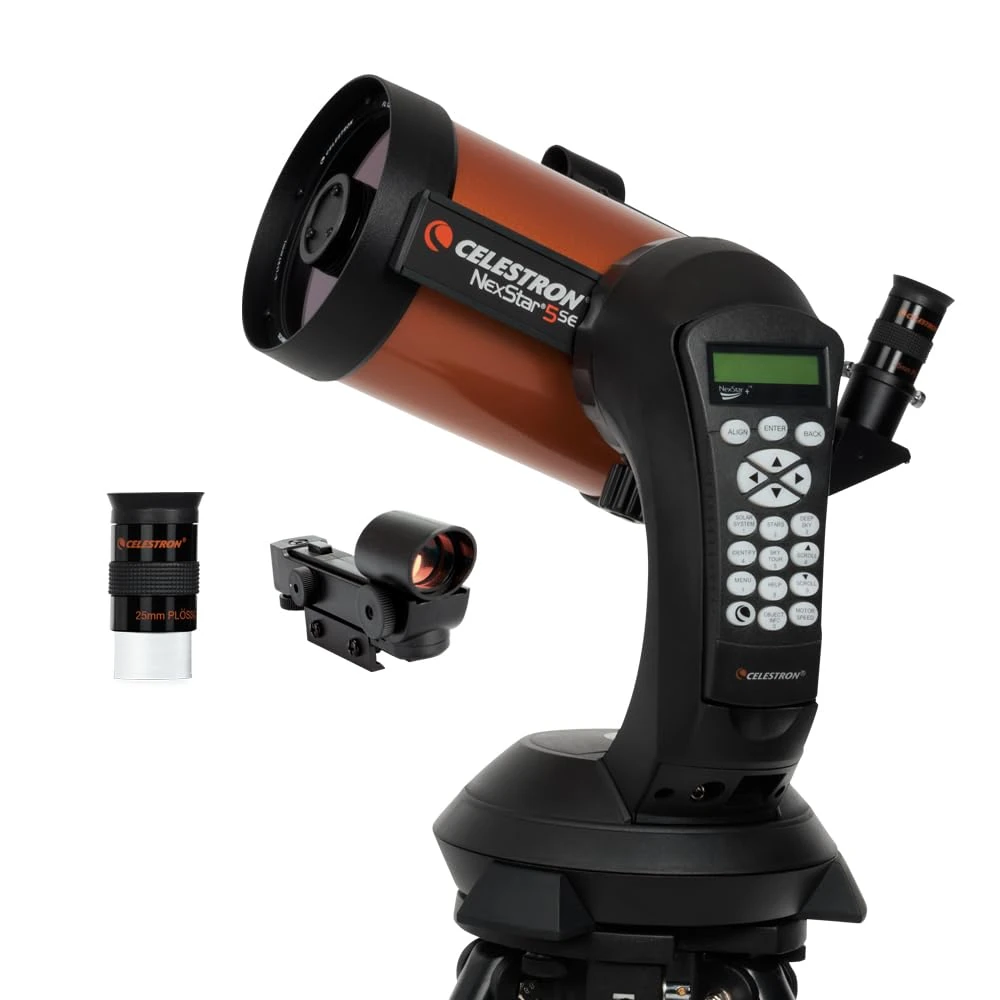 Celestron 11036 NexStar 5SE Computerised Schmidt-Cassegrain Telescope with Automated GoTo Mount, SkyAlign Technology and Steel Tripod, Black/Orange