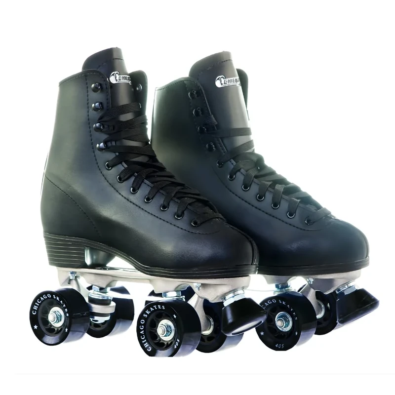 CHICAGO Skates Men's Premium Leather Lined Rink Roller Skate - Classic Black Quad Skates - Size 5