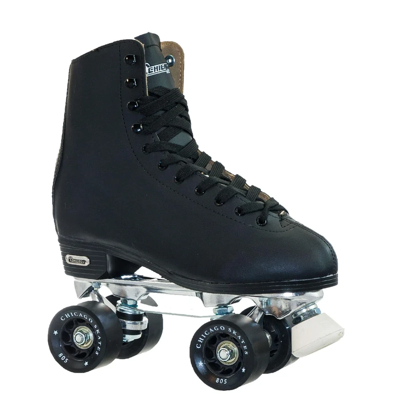 Chicago Skates Men's Premium Leather Lined Rink Roller Classic Black Quad Skates, 6 UK/8 US/41 EU