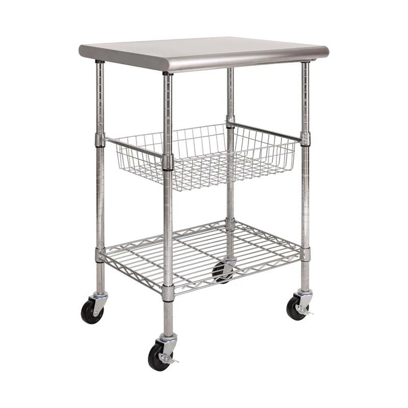 Seville Classics Storage Shelving, Metal, Stainless Steel, 61 B x 50.8 T x 91.4 cm H